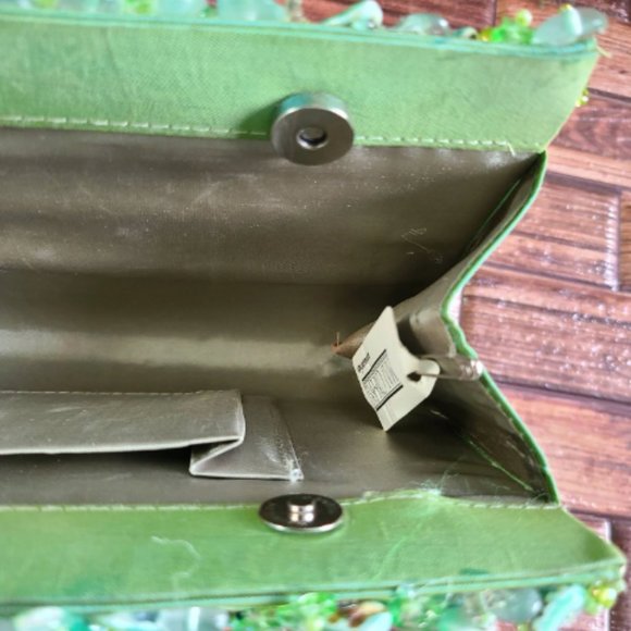 Vintage Handmade Natural Green Shell Mother of pearl Mosaic Clutch Bag - Picture 8 of 10